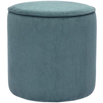 Miliboo Pouf rotondo in tessuto velluto a coste blu pavone D40 cm PAUL