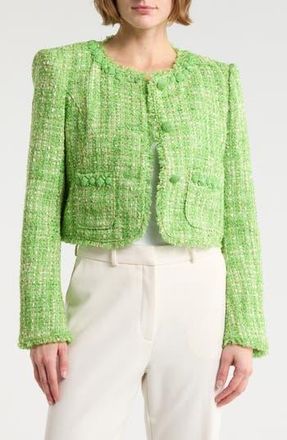 Cinq &agrave; Sept Lucie Boucl&eacute; Audette Jacket in Thistle Green Multi at Nordstrom Rack, Size 10