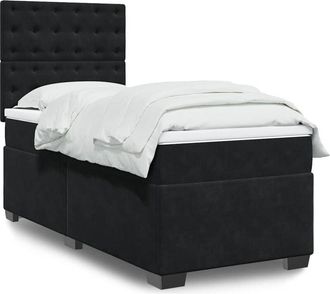 vidaXL Vidaxl - Cama Box Spring Con Colch&oacute;n Terciopelo Negro 80x200 Cm