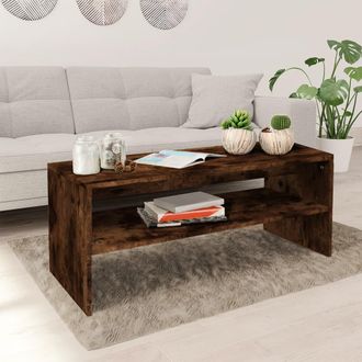 vidaXL Mesa De Centro Madera Contrachapada Roble Ahumado 100x40x40 Cm Vidaxl