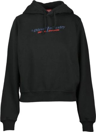 Diesel Felpa Corta - Dames - Hoodies - Zwart - M - Katoen - Hoodies & sweatvesten