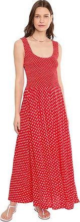 Faherty Sophia Smocked Dress Womens Dress Red Lotus Floral : XL, Viscose