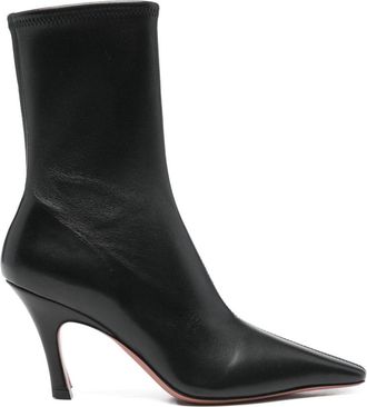 Amina Muaddi Womens Jamie Leather Boots - Black - Size EU 40