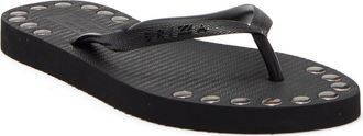 Arezzo Studded Flip Flop in Black at Nordstrom, Size X-Large