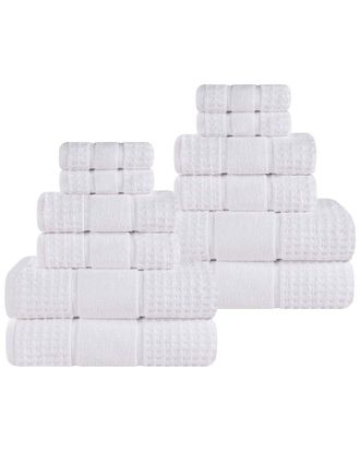 Superior 12Pc Zero Twist Cotton Waffle Honeycomb Plush Soft Absorbent Towel Set