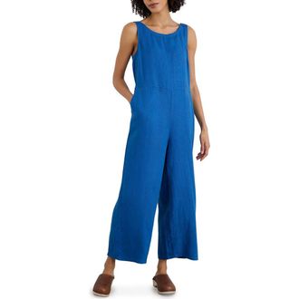 Seasalt Cornwall Salt Airy Crop Wide Leg Linen Jumpsuit in Cargo at Nordstrom, Size 10