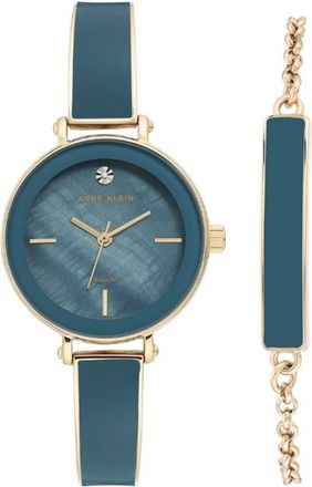 Anne Klein Quartz Blue Dial Ladies Watch and Bracelet Set AK/3620BLST