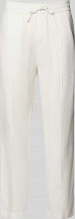 HUGO BOSS Straight Fit Schmale Hose aus Leinen-Lyocell-Mix Modell CINO in Offwhite, Gr&ouml;&szlig;e XXL