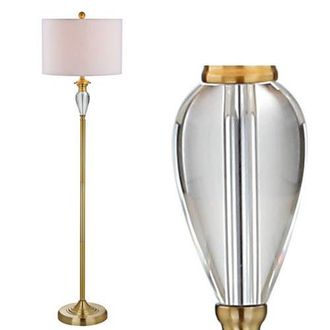 Jonathan Y Designs Evelyn Crystal / Metal LED Floor Lamp in Brass Gold/clear at Nordstrom