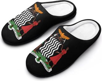 Generic Coat of Arms of Zambia Mens House Slippers Memory Foam Washable Cotton Slip on Home Shoes