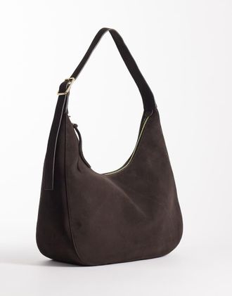 & Other Stories Borsa da spalla extra larga in camoscio marrone scuro