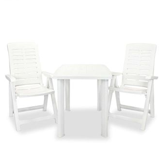 vidaXL Set da Bistrot 3 pz in Plastica Bianco - Vidaxl