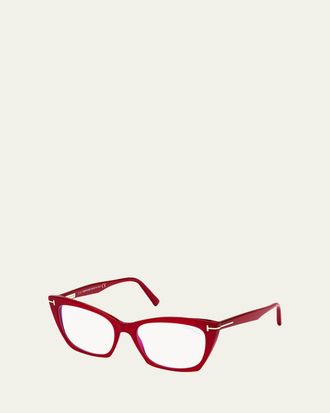 Tom Ford Blue Block Acetate Cat-Eye Optical Glasses