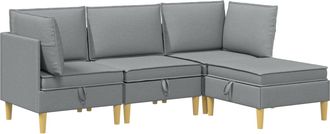 vidaXL Juego De Sof&aacute; Modular Con Almacenamiento 4 Uds. Gris Claro Tela Vidaxl