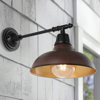 Jonathan Y Designs Wallace 12.25 1-Light Farmhouse Industrial Indoor/Outdoor Iron LED Victorian Arm Outdoor Sconce