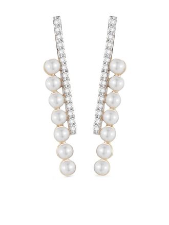 Mateo Bijoux Orecchino Bypass in oro 14kt con perle e diamanti