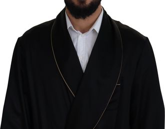 Dolce & Gabbana Mens Black Silk Robe Coat Wrap Jacket Clothing
