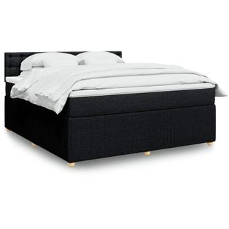 vidaXL Cama Box Spring Con Colch&oacute;n Tela Negro 180x200 Cm
