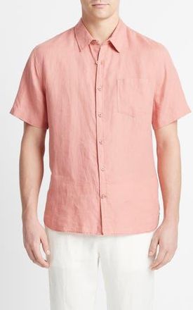 Vince Classic Fit Short Sleeve Linen Shirt in Dusk at Nordstrom Rack, Size Xx-Large
