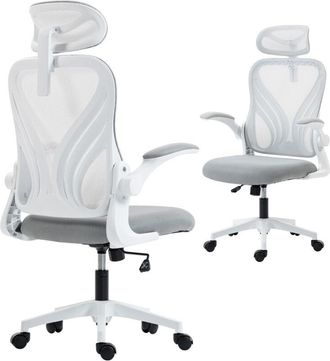 HOMCOM Ergonomic Office Chair, Computer Chair with Foldable Backrest, Grey