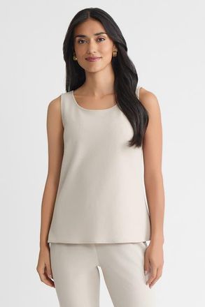 Ming Wang Stretch Deco Crepe Scoop Neck Tank in Limestone at Nordstrom, Size X-Large P