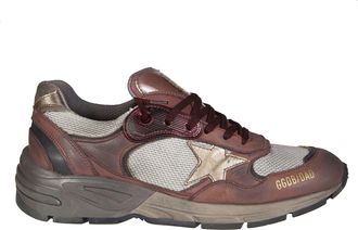 Golden Goose Brown Nubuck Gold Leather Dad Sneakers