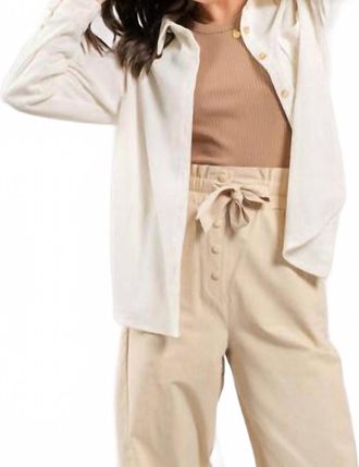 Blu Pepper Corduroy Button Up Shacket In Off White