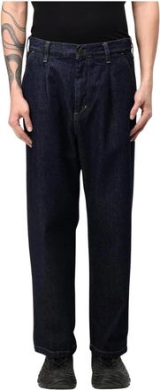 Carhartt Work in Progress Straight Fit Jeans, male, Blue, W36, Classic Pleated Denim Jeans