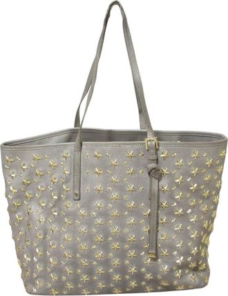Jimmy Choo London Silver Leather Tote Bag (Pre-Owned)