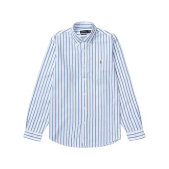 Polo Ralph Lauren Custom Fit Striped Oxford Shirt - Heren - Zakelijke Overhemden - Blauw - 2XL - Katoen - Overhemden