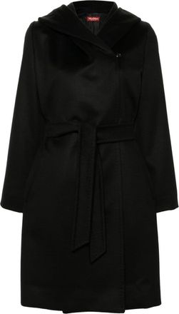 Max Mara Newmang long coat - women - Viscose/Virgin Wool - 40 - Black