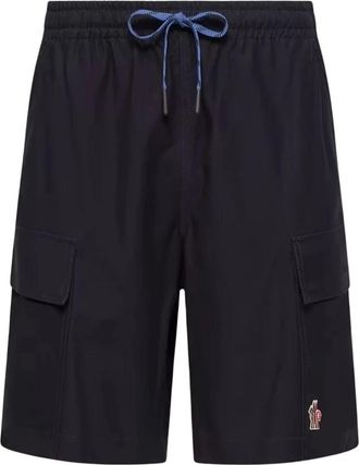 Moncler Cotton Jersey Gabardine Shorts - Heren - Korte Broeken - Blauw - L - Katoen - Korte Broeken