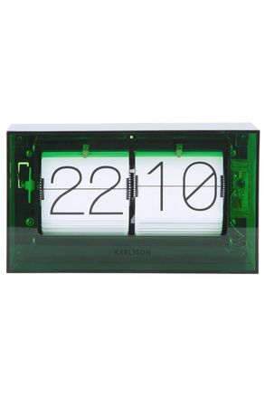 Present Time Karlsson Table Clock Acrylic Boxed Flip - Green