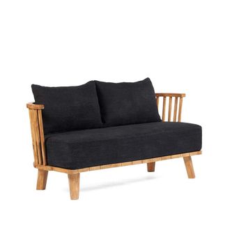 Bazar Bizar Sof&aacute; de madera de teca marr&oacute;n y negro 140x68x70cm