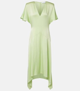 Stella McCartney Vestido midi asimetrico Envers de sat&eacute;n