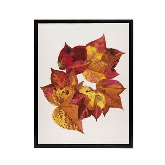 Artery8 Autumn Leaves Leaf Patterns Reijer Stolk Framed Canvas Wall Art Print in White | Size: W24 x H32