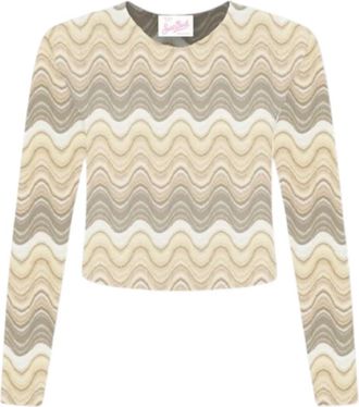 MC2 Saint Barth Dames Sea Wave T-shirt - Dames - Ronde hals truien - Beige - S - Truien & Vesten