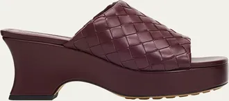 Bottega Veneta 70mm Rosita Intrecciato Leather Wedge Mules