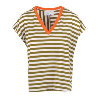 Ni&ugrave; T-Shirts, female, Green, Size: XS T-shirt trapezio a righe