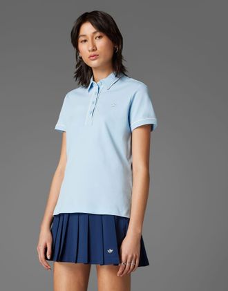adidas adidas Originals - Polo da golf color cielo limpido con trifoglio in maglia twistknit-Blu