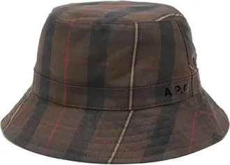 A.P.C. plaid-pattern bucket hat - unisex - Cotton/Cotton - 54 - Brown