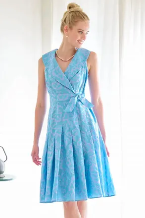 Finley Jacquard Johanna Dress In Icy Blue/lilac