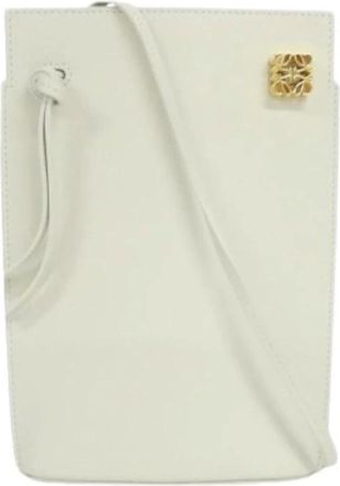 Loewe Pre-owned Cross Body Bags, female, White, Size: ONE SIZE Pre-owned Leather Shoulder Bag