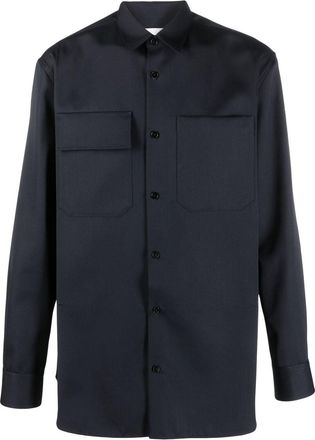 Jil Sander long-sleeve wool shirt - men - Wool - 40 - Blue