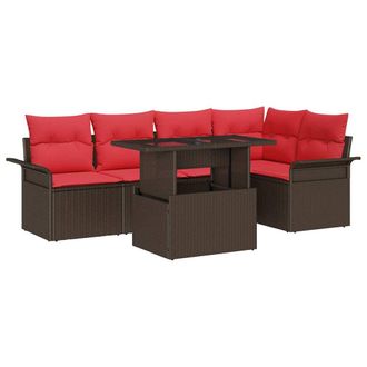 vidaXL Conjunto De Sof&aacute; De Jard&iacute;n Con Coj&iacute;n 6 Pcs Marr&oacute;n Polirat&aacute;n Vidaxl