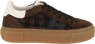 Hogan Brown Houndstooth Calfskin Low-Top Sneakers