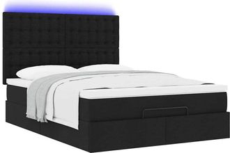 vidaXL Estructura Cama Otomana Colch&oacute;n Tela Negro 140x200cm Vidaxl