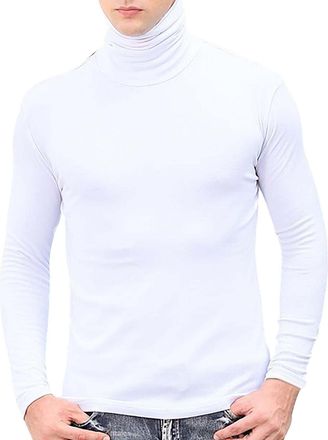 Generic Mock Neck Tops for Men Turtleneck Shirts Long Sleeve Thermal Undershirts Slim Fit Basic Pullover Top Solid Color Tees Playera Cuello De Tortuga para H