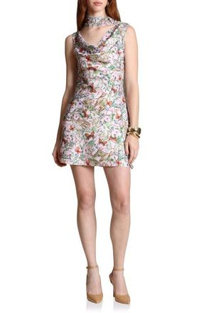 Avec Les Filles Cowl Neck Minidress & Scarf in Pink Cheetah Scarf at Nordstrom, Size 12