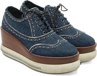 Miu Miu Derby denim con borchie - Blu